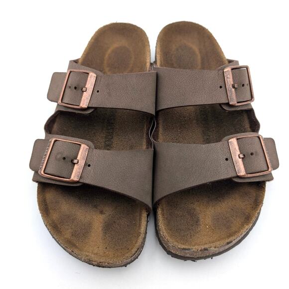 Birkenstock Arizona Birkibuc Double Strap Sandals Kids Mocha Brown Size US3 EU34 - Picture 10 of 11